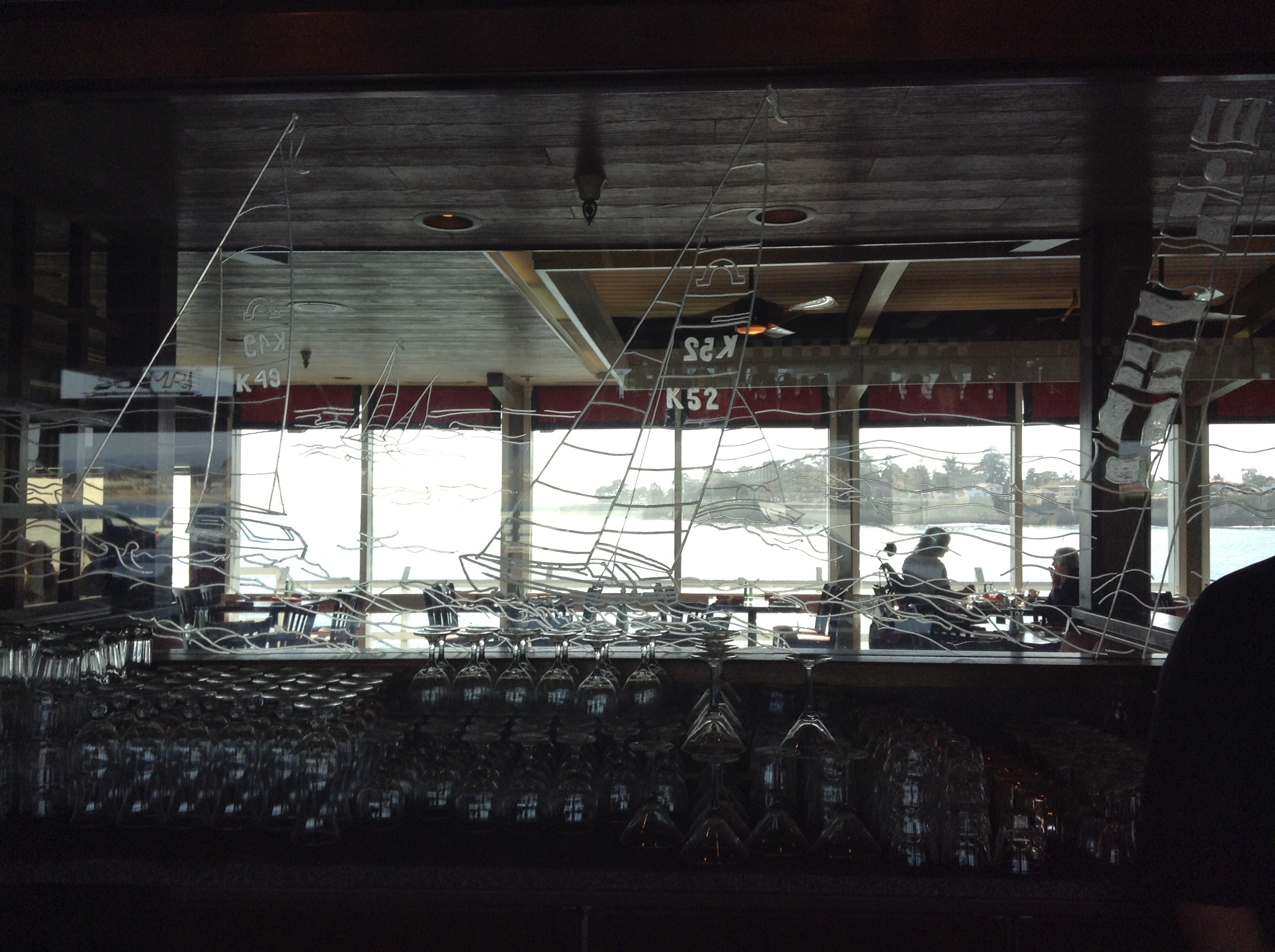 Santa Cruz view from inside a restaraunt bar on the pier